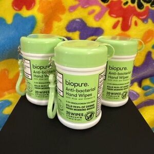 Biopure Antibacterial Wipes Keychain: Set of 3 NEW